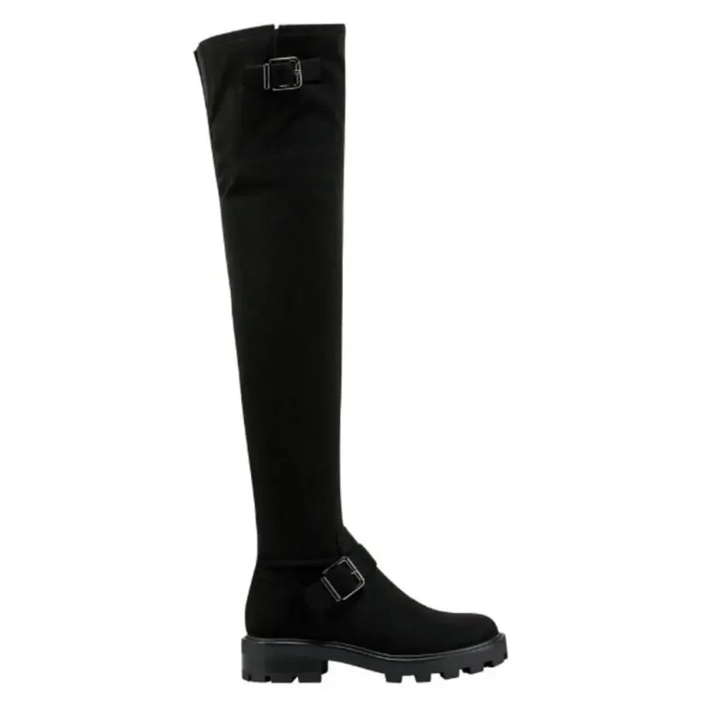 Marc Fisher Women’s Black Ganven Lug Sole Over the Knee Boots Size 6.5M